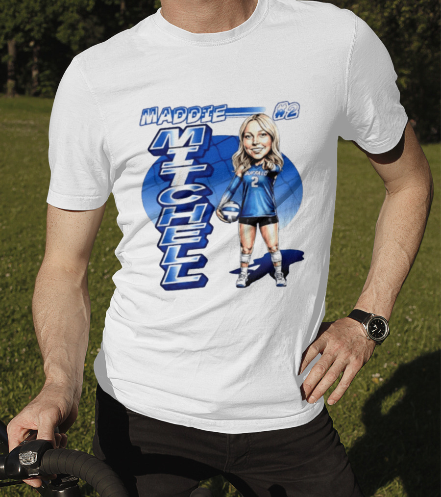 Maddie Mitchell #2 Buffalo Volleyball Caricature T-Shirt