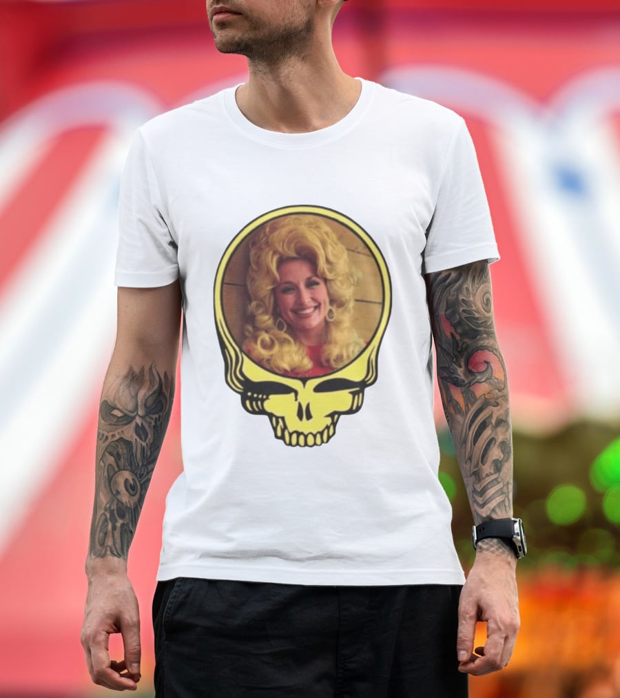 Dolly Parton Grateful Dead Skull Motif T-Shirt