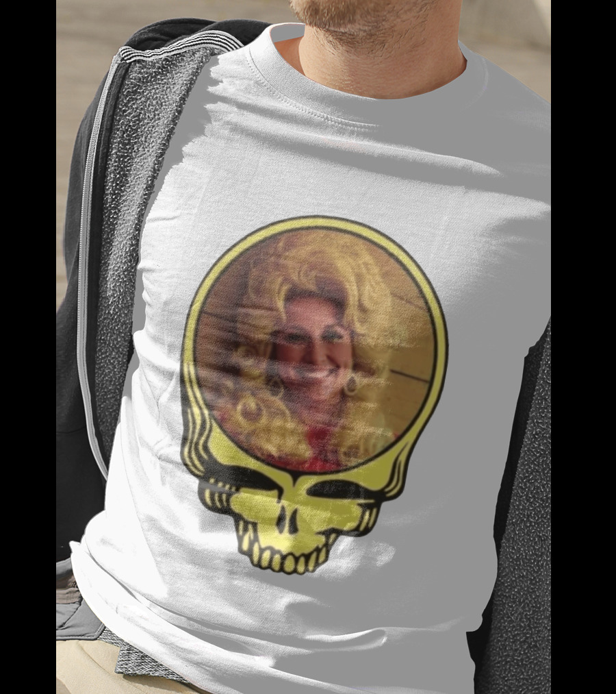 Dolly Parton Grateful Dead Skull Motif T-Shirt