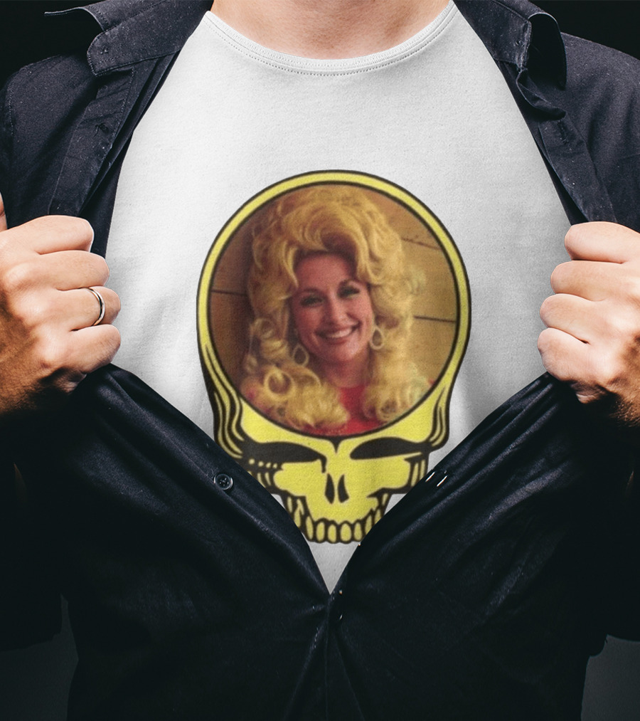 Dolly Parton Grateful Dead Skull Motif T-Shirt