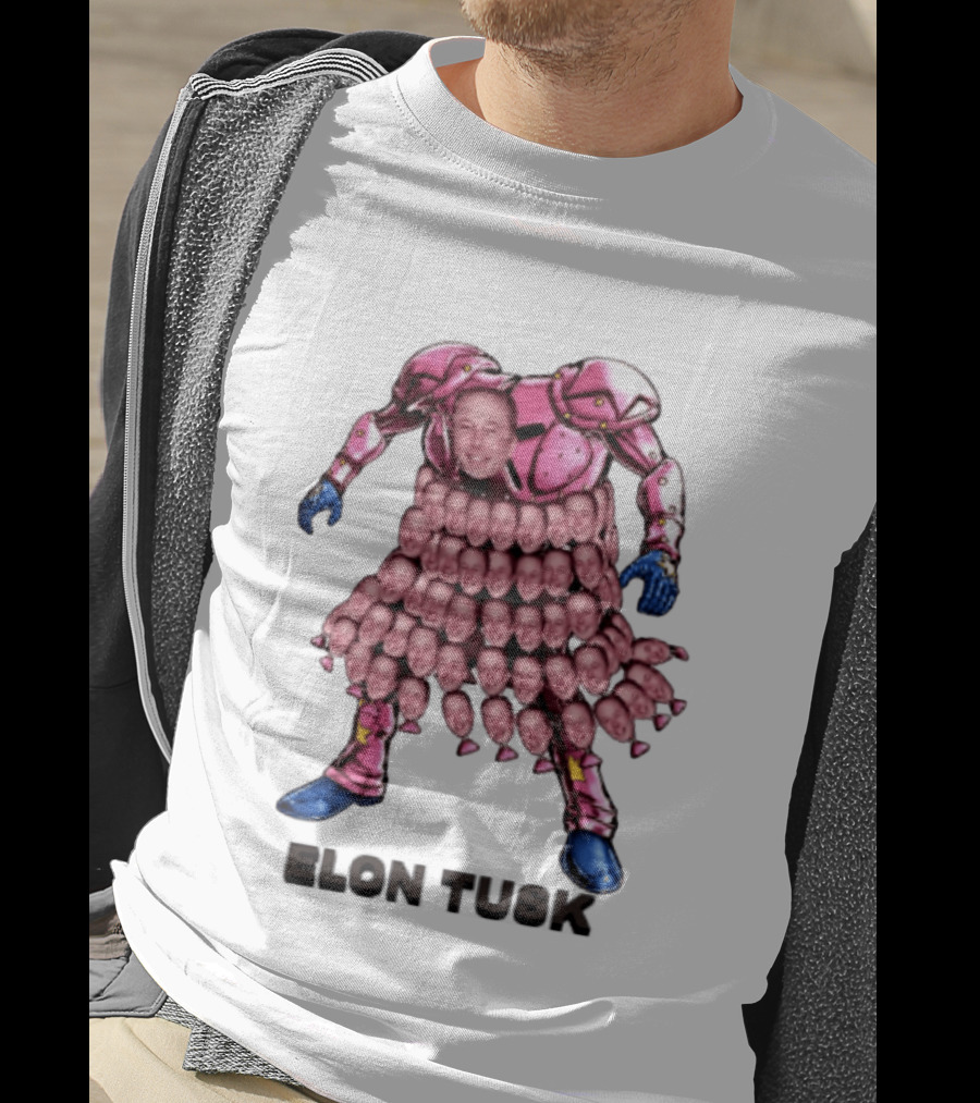 Elon Tusk Pink Armor Mosaic Elon Musk Faces T-Shirt