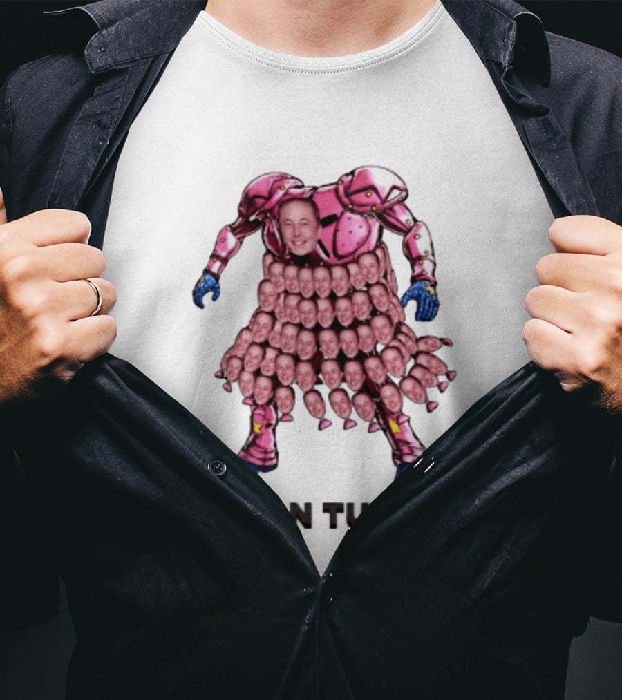 Elon Tusk Pink Armor Mosaic Elon Musk Faces T-Shirt