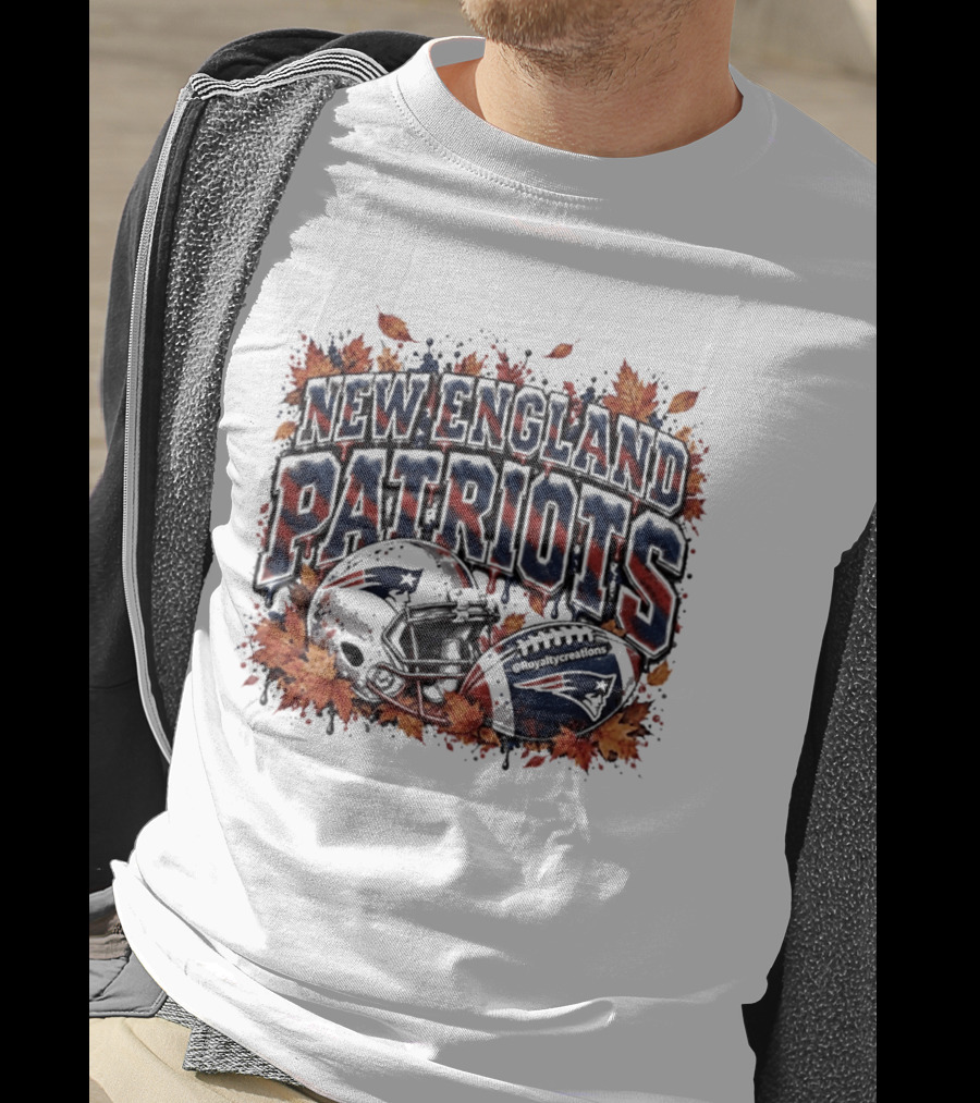 New England Patriots Football Helmet Autumn Leaves Halloween 2026 T-Shirt