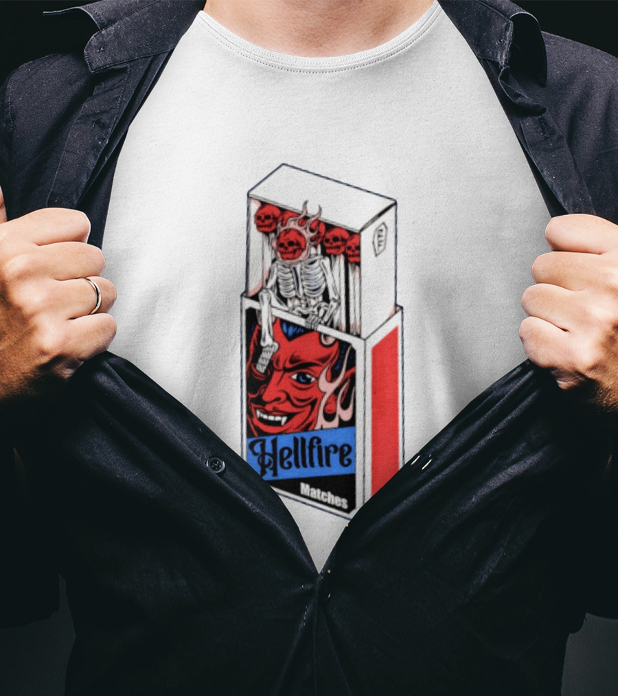Hellfire Matches Devil Skeleton Occult Red Skull T-Shirt