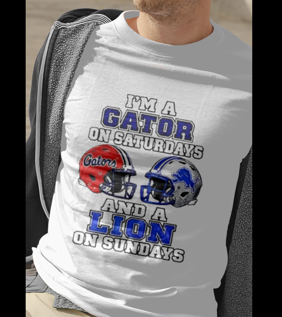 I'm A Gator On Saturdays And A Lion On Sundays Football Helmets T-Shirt