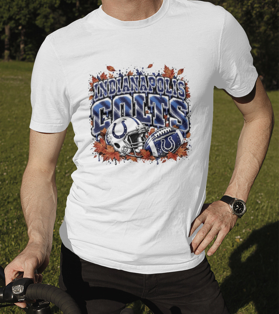 Indianapolis Colts Football Helmet Autumn Leaves 2026 T-Shirt