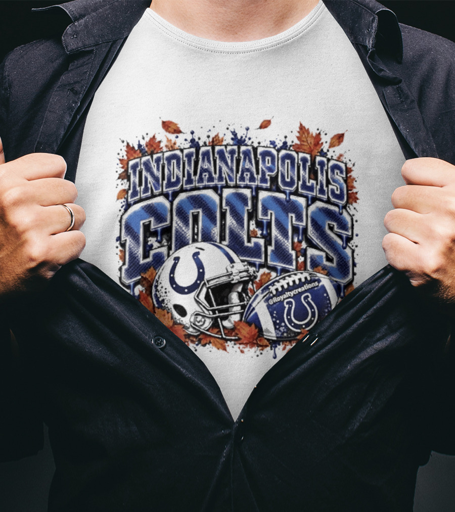 Indianapolis Colts Football Helmet Autumn Leaves 2026 T-Shirt