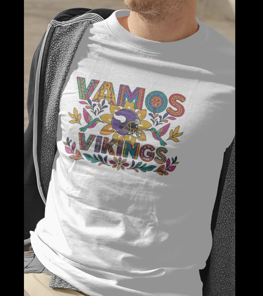 Vamos Vikings Colorful Helmet Floral T-Shirt