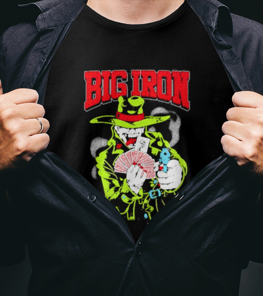 Big Iron Joker Cowboy Western Playing Cards T-Shirt