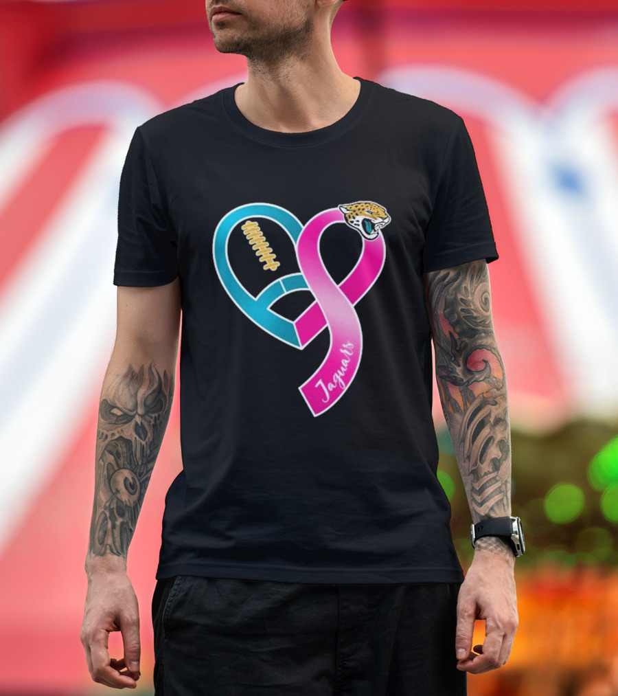 Jacksonville Jaguars Breast Cancer Awareness Heart Ribbon 2026 T-Shirt