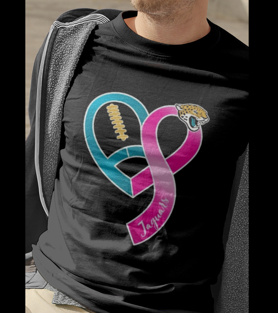 Jacksonville Jaguars Breast Cancer Awareness Heart Ribbon 2026 T-Shirt