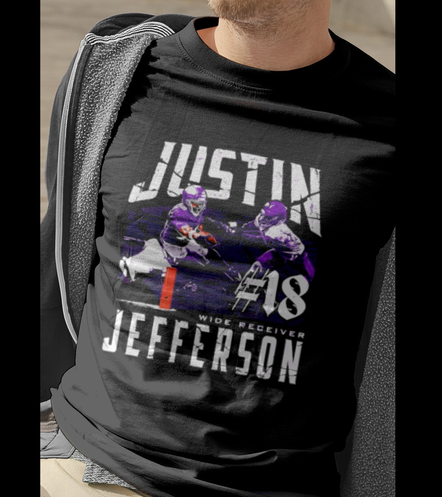 Justin Jefferson Minnesota Vikings Wide Receiver #18 Touchdown Dive T-Shirt