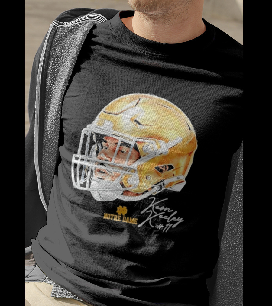 Keon Keeley 11 Notre Dame Football Helmet Swag T-Shirt