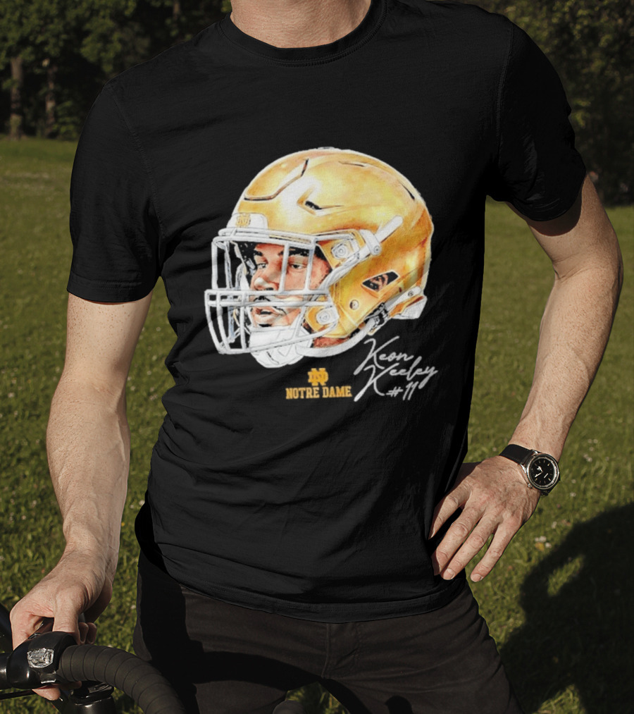 Keon Keeley 11 Notre Dame Football Helmet Swag T-Shirt