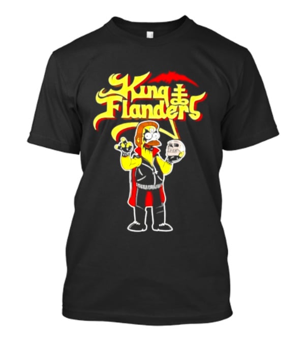 King Flanders Ned Flanders Metal Skull Holding Flowers And Skull T-Shirt
