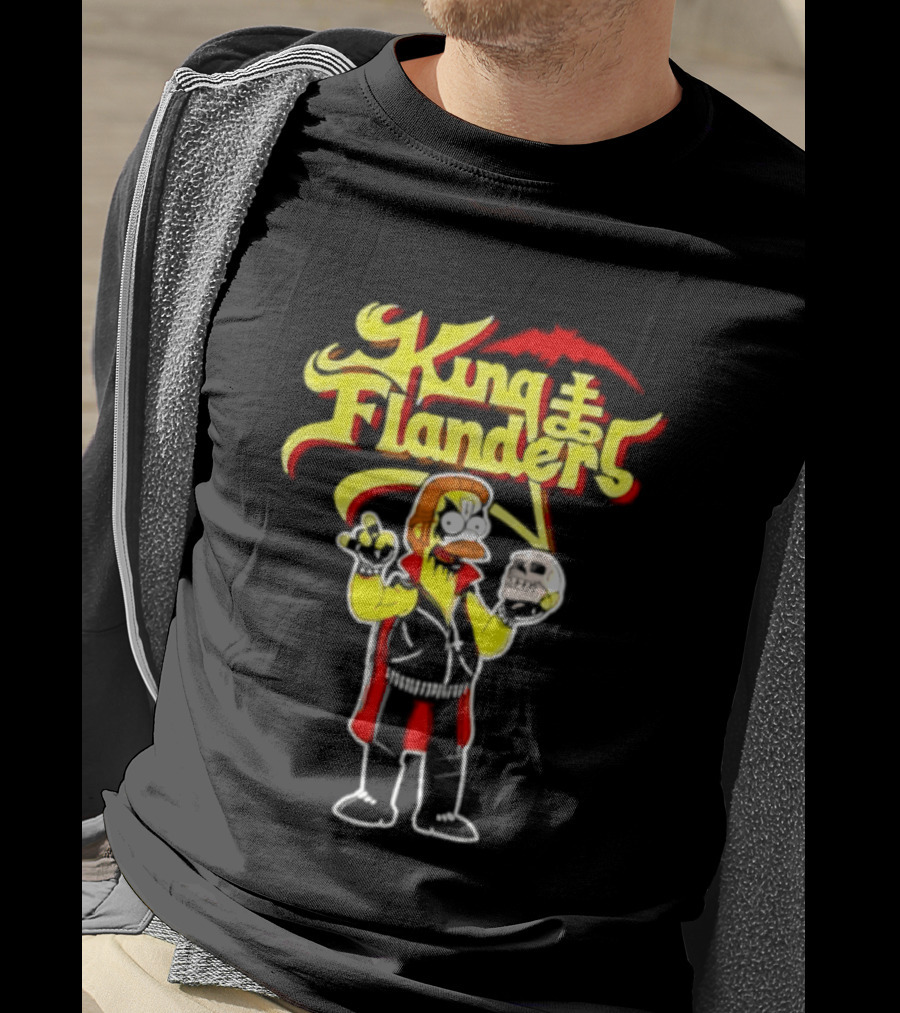 King Flanders Ned Flanders Metal Skull Holding Flowers And Skull T-Shirt