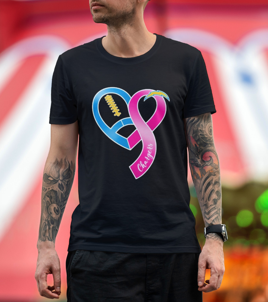 Los Angeles Chargers Breast Cancer Awareness Heart Ribbon 2026 T-Shirt