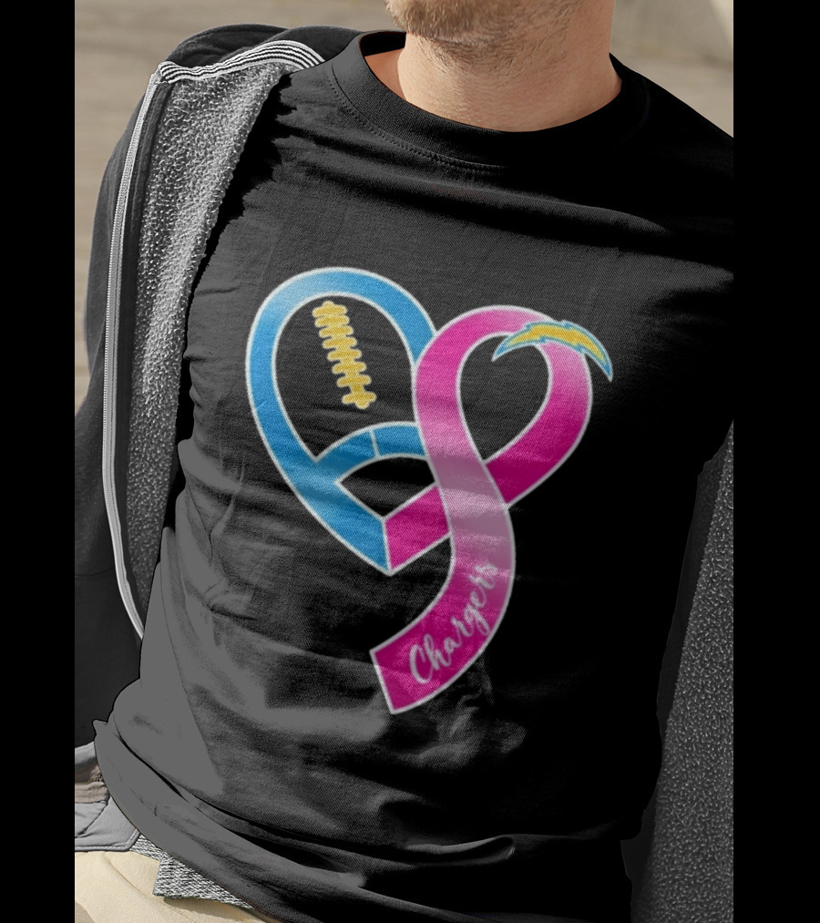Los Angeles Chargers Breast Cancer Awareness Heart Ribbon 2026 T-Shirt