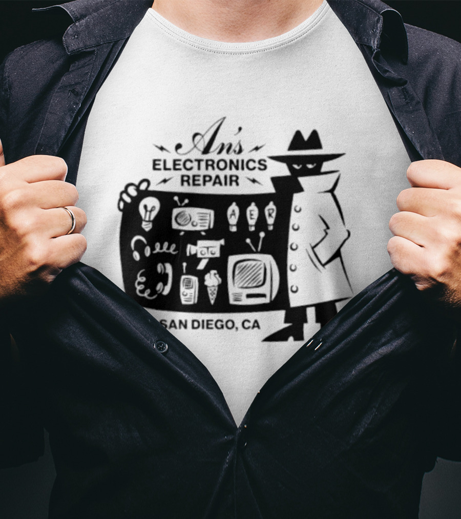 An's Electronics Repair Spy Trench Coat San Diego CA T-Shirt