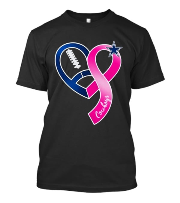 Dallas Cowboys Pink Ribbon Heart Breast Cancer Awareness 2026 T-Shirt