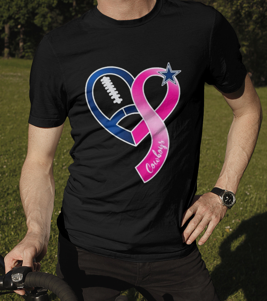Dallas Cowboys Pink Ribbon Heart Breast Cancer Awareness 2026 T-Shirt