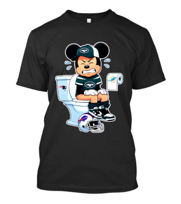 Mickey Jets Toilet Frustration Patriots Dolphins Bills Rivalry T-Shirt