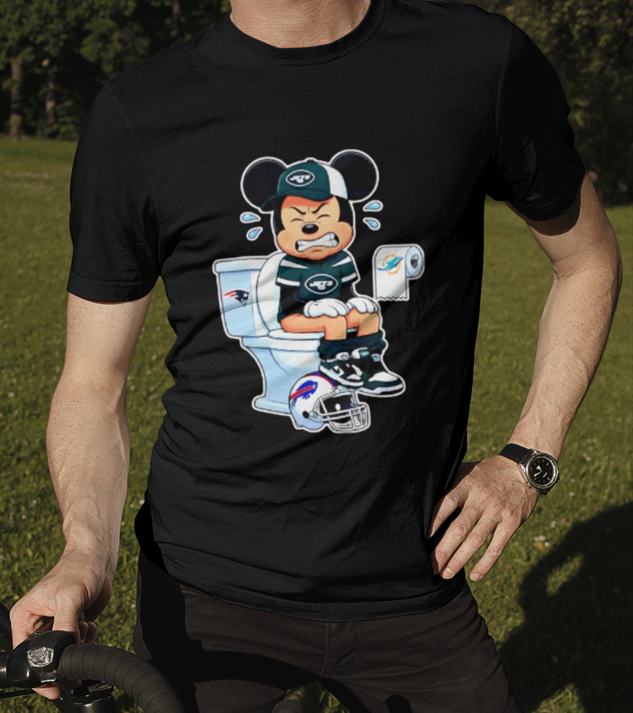 Mickey Jets Toilet Frustration Patriots Dolphins Bills Rivalry T-Shirt