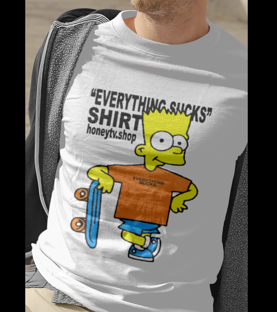 Bart Simpson Everything Sucks Skateboard Homage The Simpsons T-Shirt