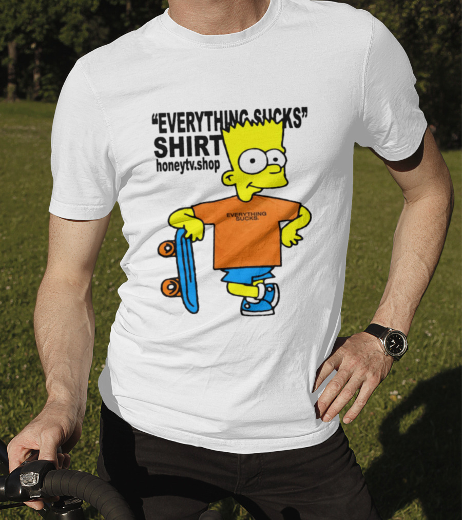 Bart Simpson Everything Sucks Skateboard Homage The Simpsons T-Shirt