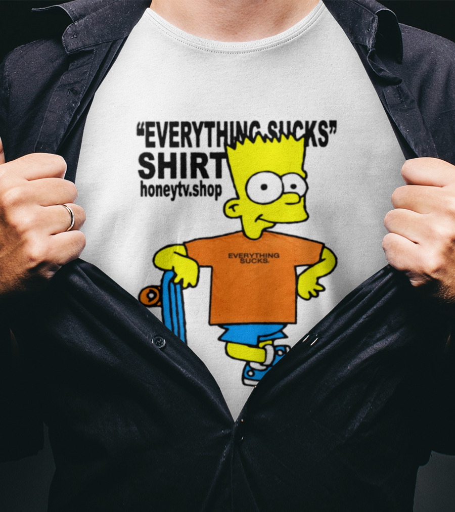 Bart Simpson Everything Sucks Skateboard Homage The Simpsons T-Shirt