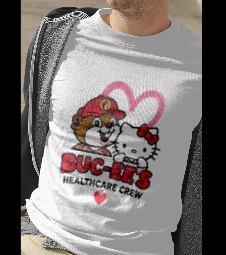 Buc Ee's Hello Kitty Caring Hearts Healthcare Crew T-Shirt