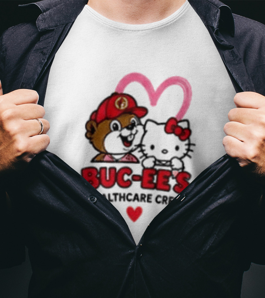 Buc Ee's Hello Kitty Caring Hearts Healthcare Crew T-Shirt