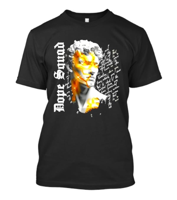 Dope Squad Greek Statue Golden Cracks Text Overlay T-Shirt