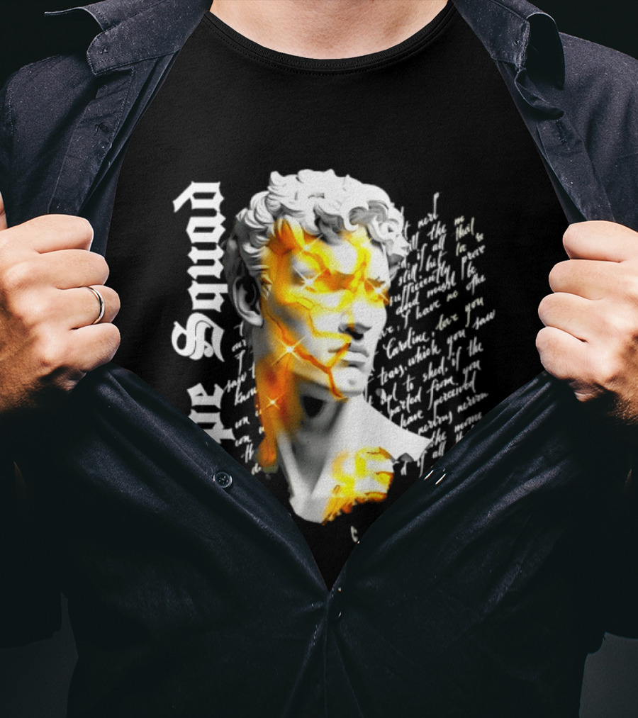 Dope Squad Greek Statue Golden Cracks Text Overlay T-Shirt