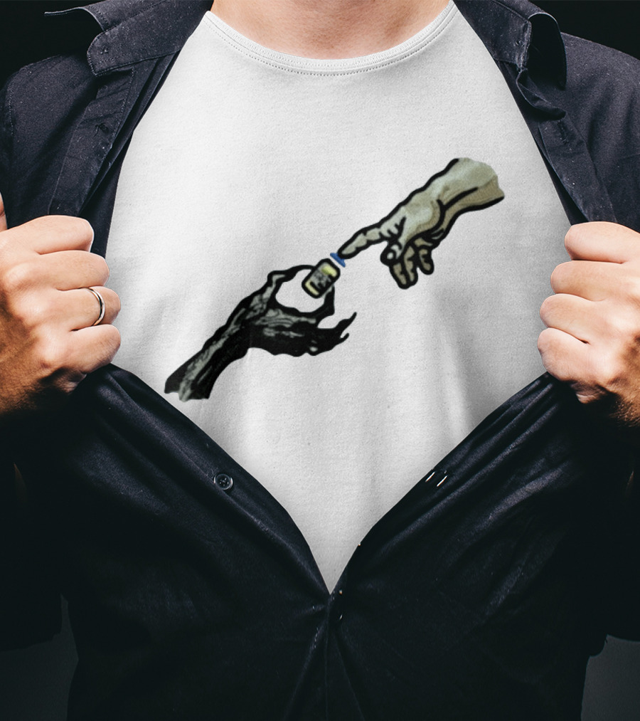 Michelangelo Creation Of Adam Vaccine Hand T-Shirt