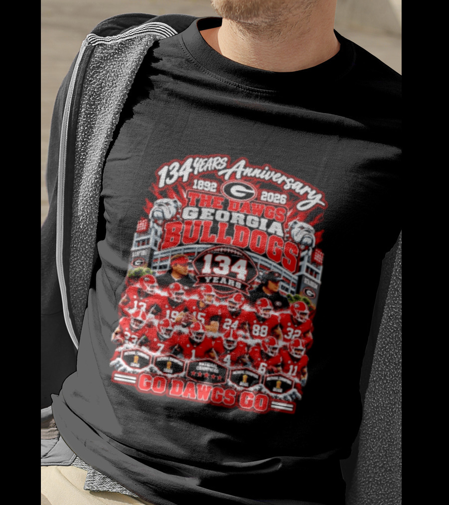 134 Years Anniversary 1892 2026 The Dawgs Georgia Bulldogs Go Dawgs Go T-Shirt