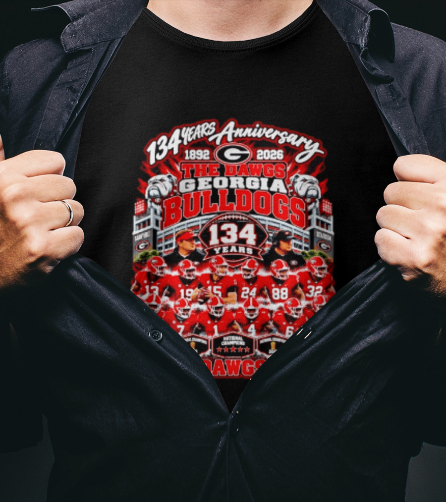 134 Years Anniversary 1892 2026 The Dawgs Georgia Bulldogs Go Dawgs Go T-Shirt