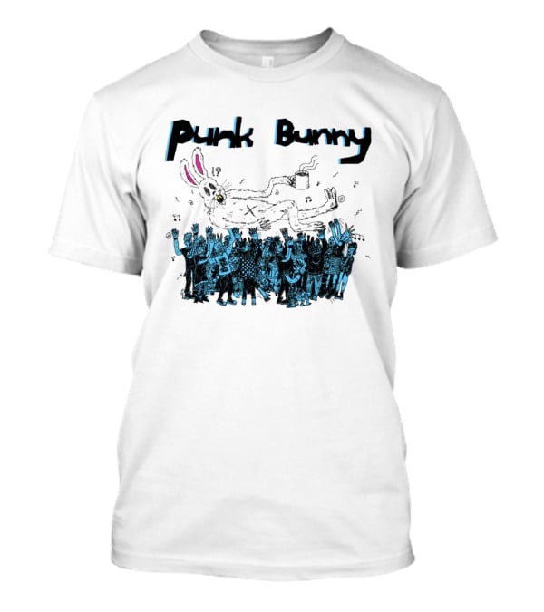 Punk Bunny Coffee Cup Crowd Green Day Style White T-Shirt