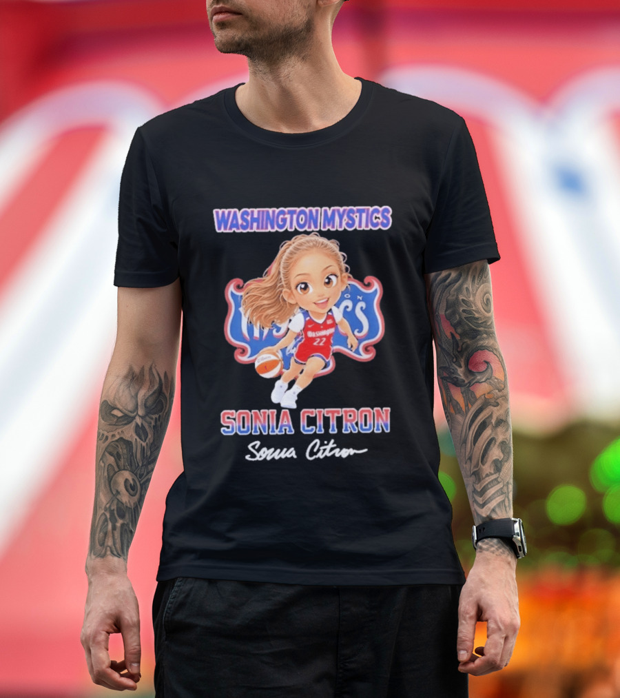 Washington Mystics Sonia Citron Basketball Player Caricature T-Shirt