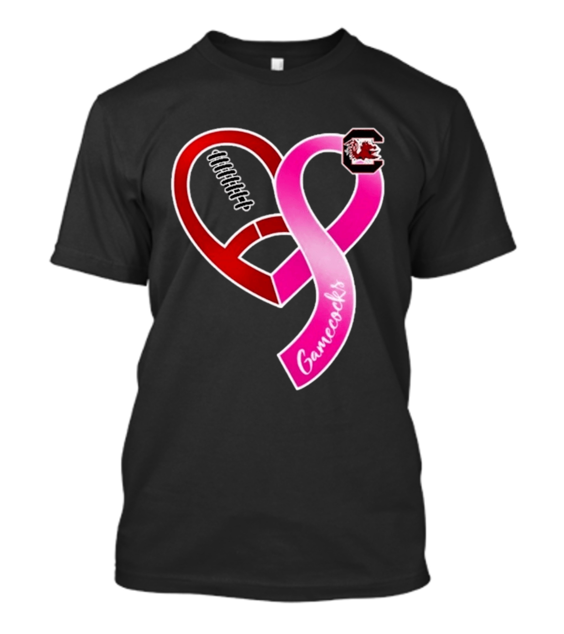 South Carolina Gamecocks Breast Cancer Awareness Ribbon Heart 2026 T-Shirt