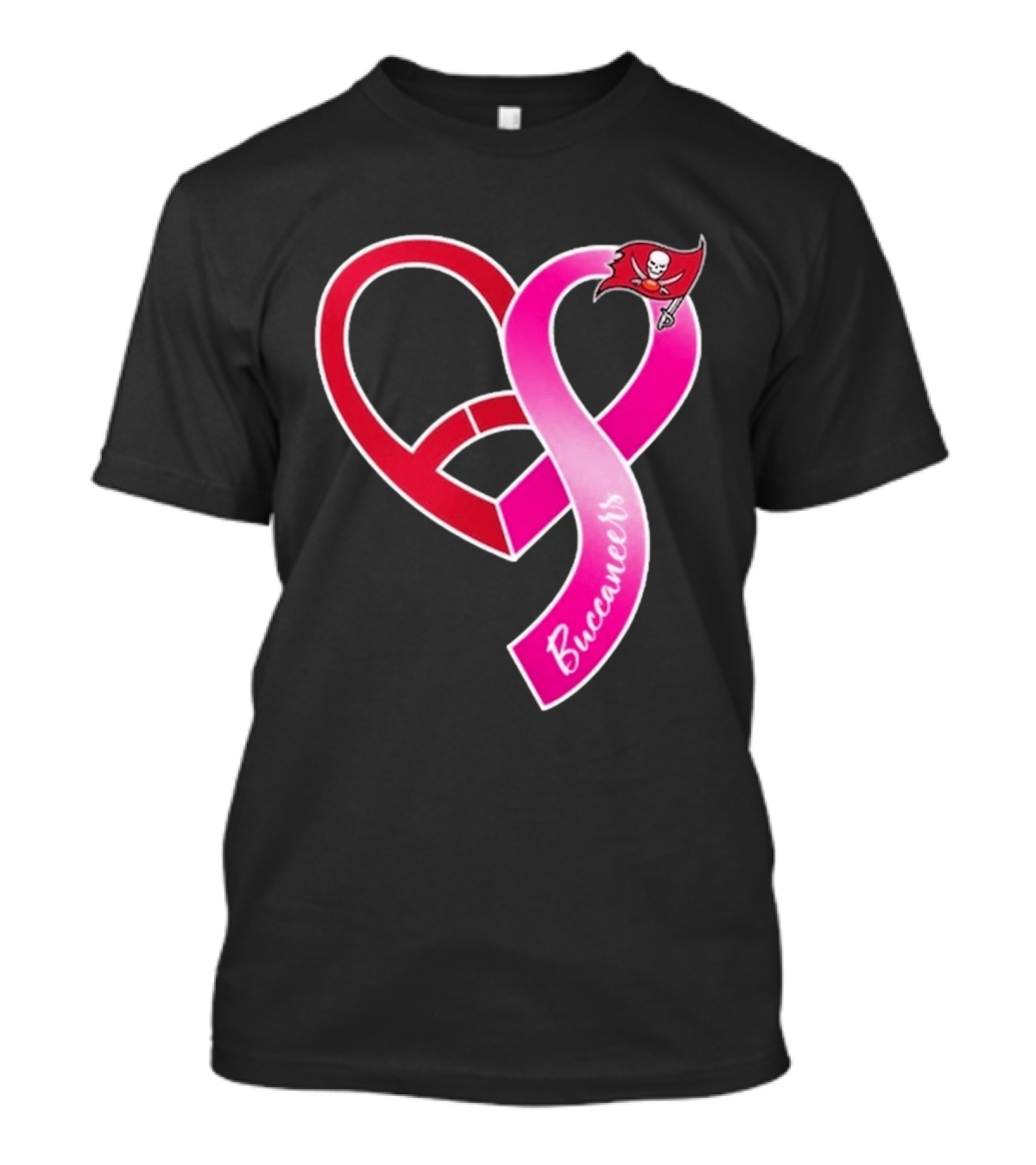 Tampa Bay Buccaneers Heart Ribbon Breast Cancer Awareness 2026 Flag T-Shirt