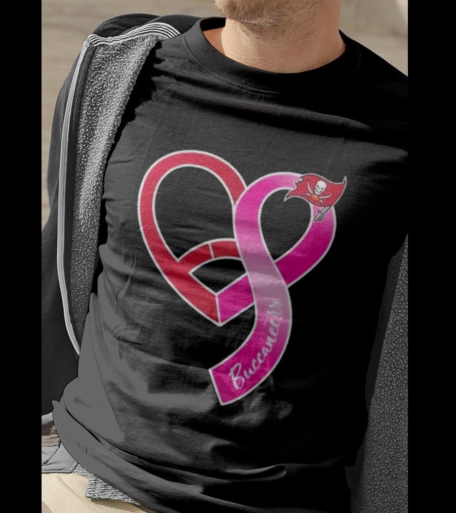 Tampa Bay Buccaneers Heart Ribbon Breast Cancer Awareness 2026 Flag T-Shirt