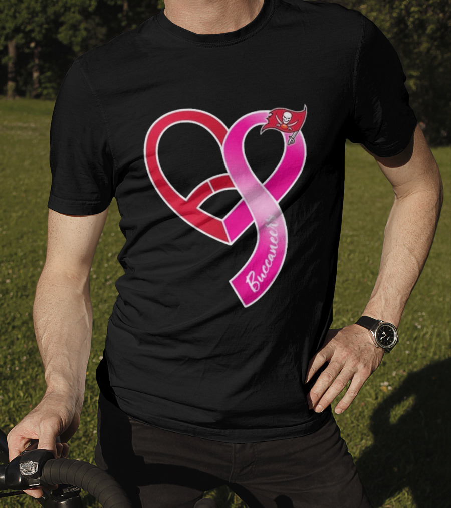 Tampa Bay Buccaneers Heart Ribbon Breast Cancer Awareness 2026 Flag T-Shirt