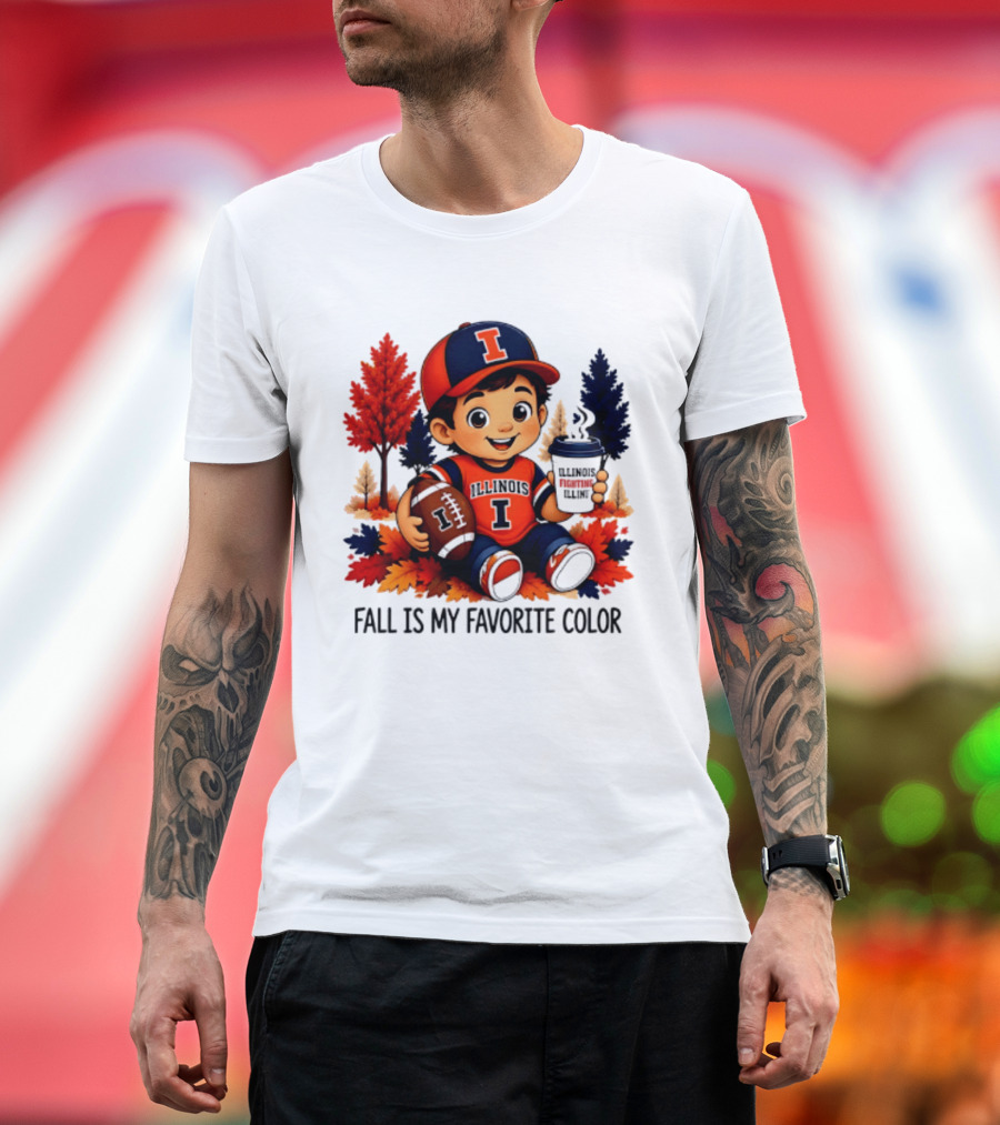 Illinois Fighting Illini Fall Is My Favorite Color Football Kid T-Shirt