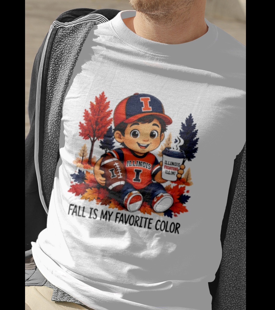 Illinois Fighting Illini Fall Is My Favorite Color Football Kid T-Shirt