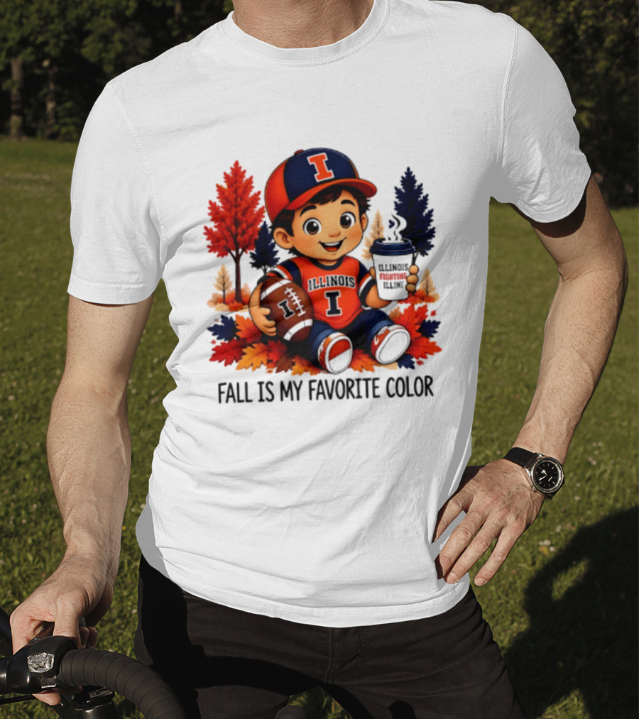 Illinois Fighting Illini Fall Is My Favorite Color Football Kid T-Shirt