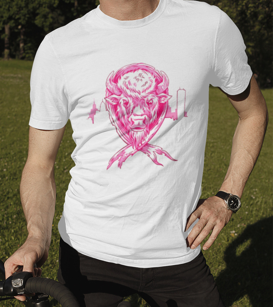 Making Strides 2026 Buffalo Mafia Pink Ribbon Skyline T-Shirt