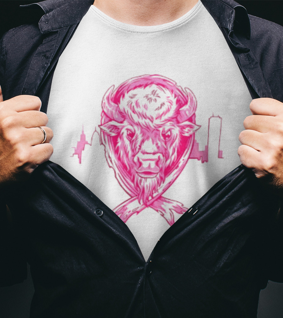 Making Strides 2026 Buffalo Mafia Pink Ribbon Skyline T-Shirt