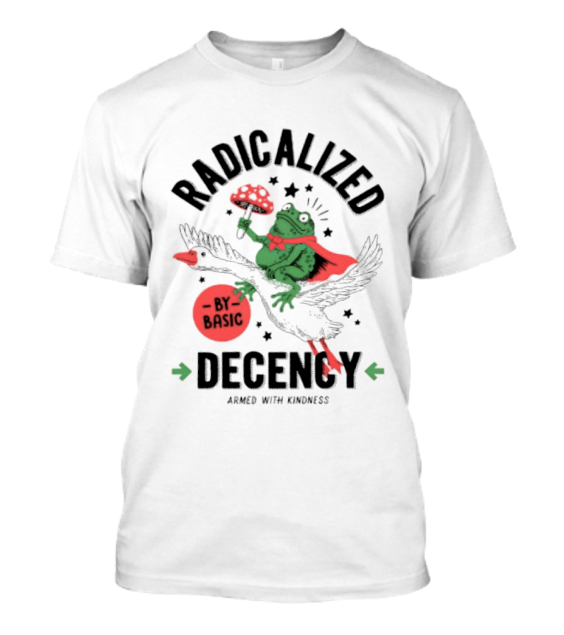 Radicalized By Basic Decency Frog With Flowers Armed With Kindness T-Shirt
