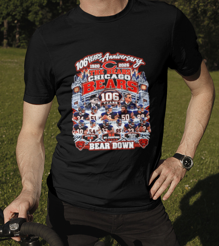 106 Years Anniversary 1920 2026 The Bears Chicago Bears 9x NFL Champions Soldier Field Bear Down T-Shirt